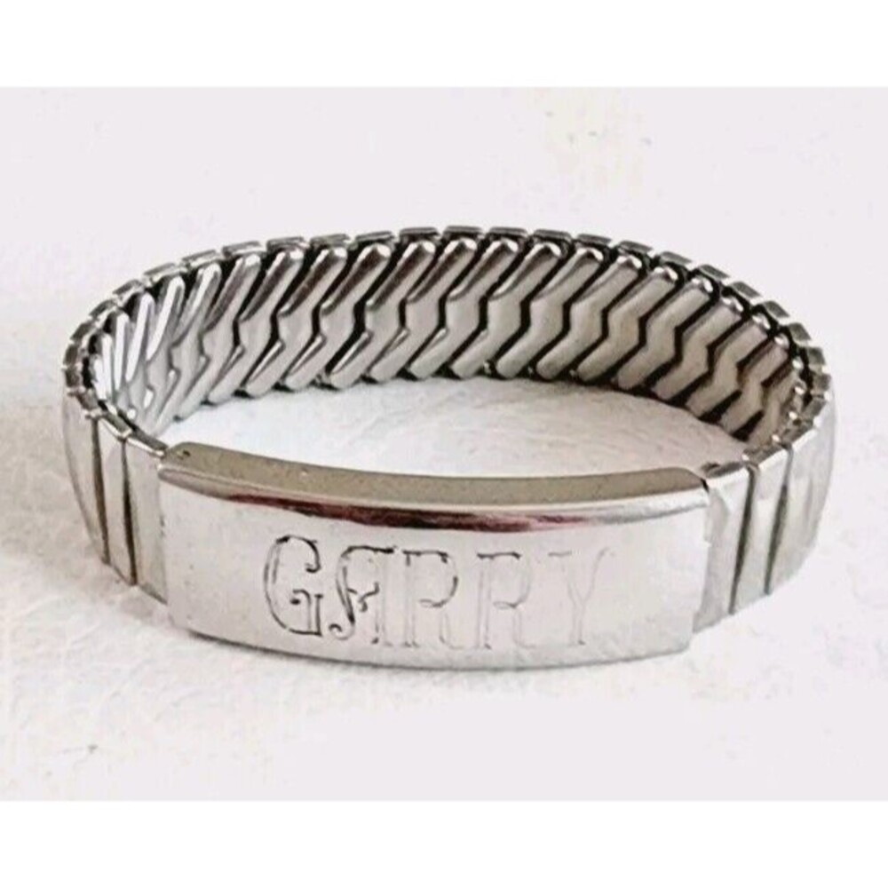 Vtg 1950s ELCO STERLING SILVER TOP SS FLEXBAND PHOTO ID BRACELET & LOCKET
